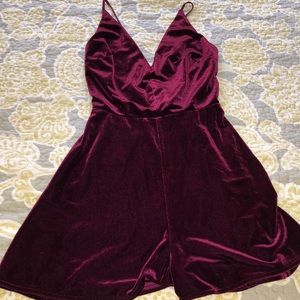 Burgundy velvet romper
